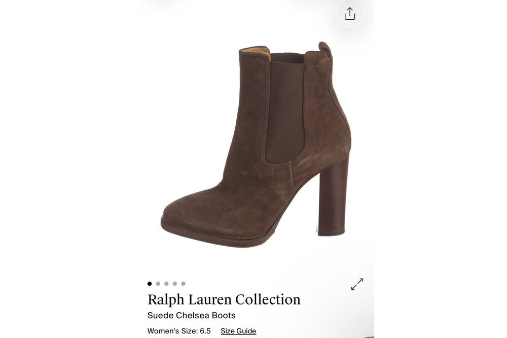 Ralph Lauren Collection Suede Ankle Chelsea Boots Womens 6.5 Brown Block Heel